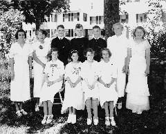 Back row L to R Lyman Woodward (killed in WW II), Earl Meagher (killed in WW II), Gordon Bennett; Grammar School Graduation